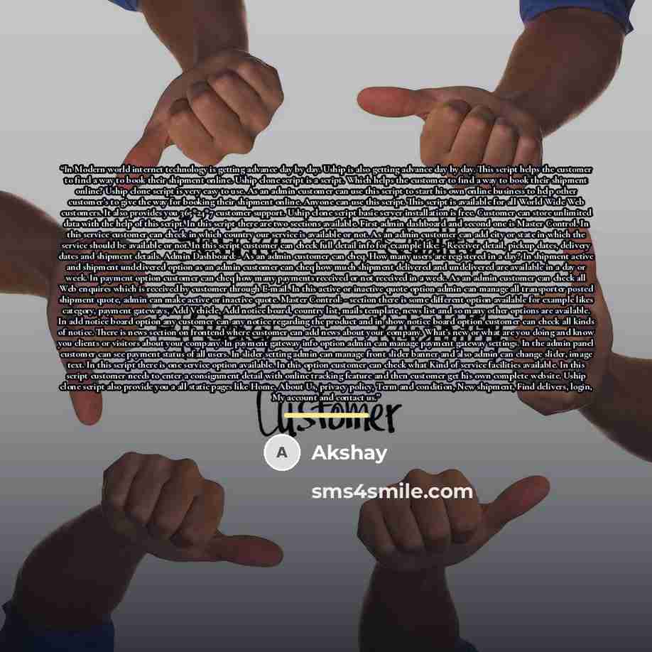“In Modern world internet technology is getting advance day by day. Uship is also getting advance day by day. This script helps the customer to find a way to book their shipment online. Uship clone script is a script. Which helps the customer to find a way to book their shipment online? Uship clone…” quote by Akshay
