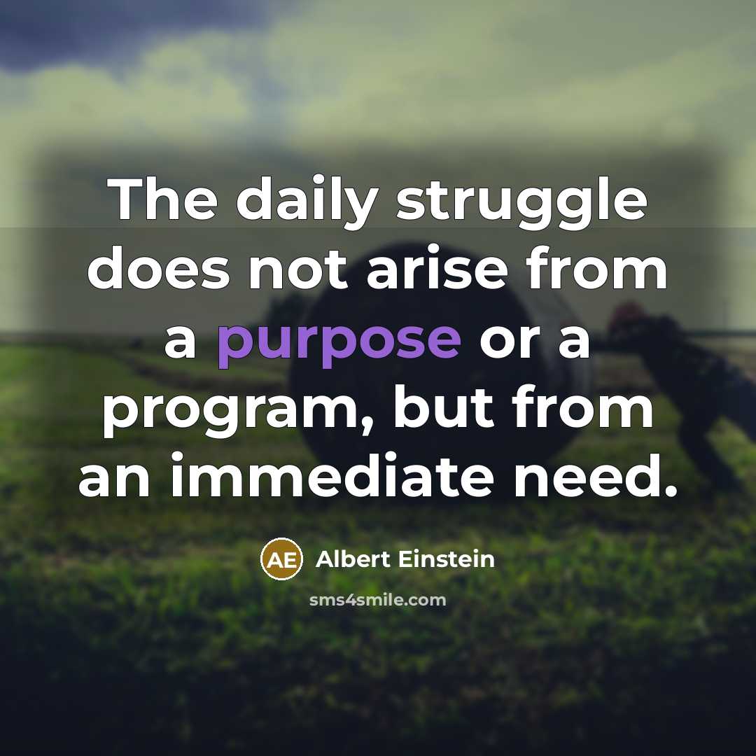 “The daily struggle does not arise from a purpose or a program, but from an immediate need.” quote by Albert Einstein