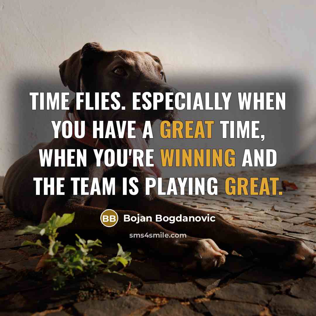 “Time flies. Especially when you have a great time, when you're winning and the team is playing great.” quote by Bojan Bogdanovic