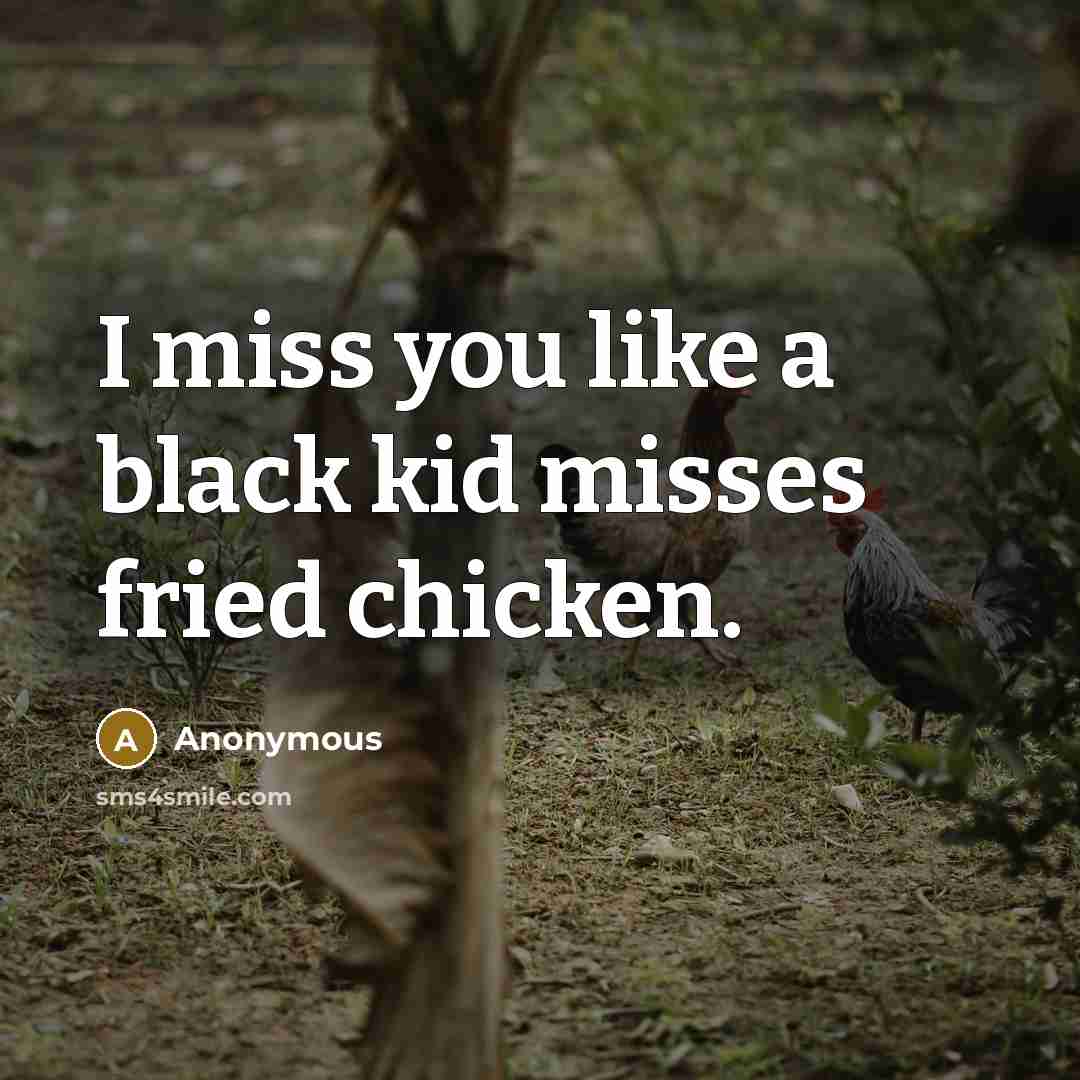 “I miss you like a black kid misses fried chicken.” quote by Anonymous