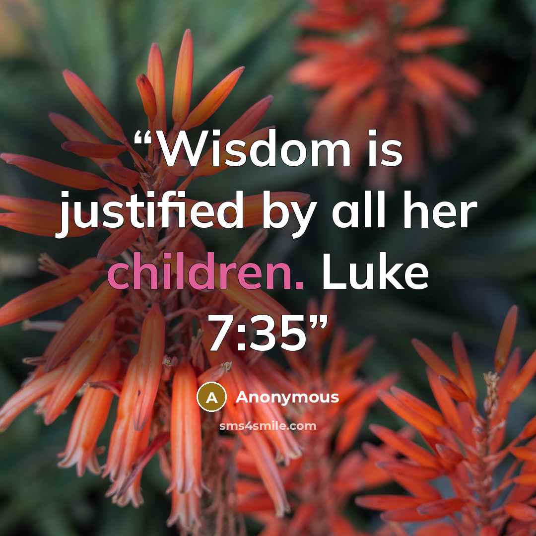 “Wisdom is justified by all her children. Luke 7:35” quote by Anonymous