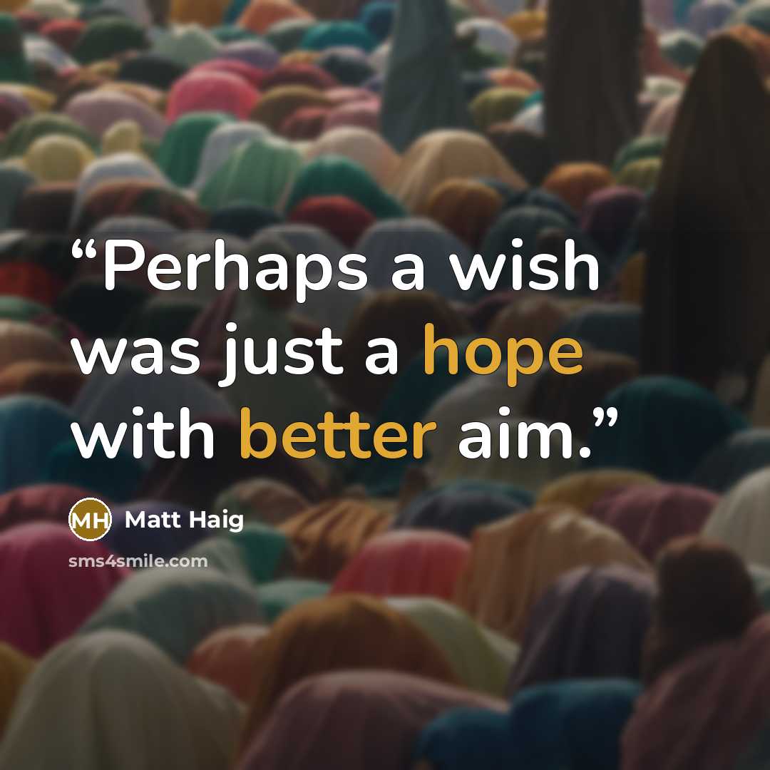“Perhaps a wish was just a hope with better aim.” quote by Matt Haig
