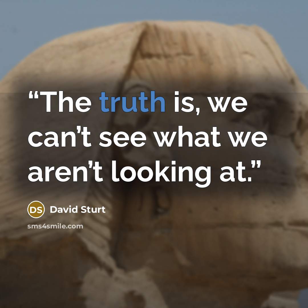 “The truth is, we can’t see what we aren’t looking at.” quote by David Sturt