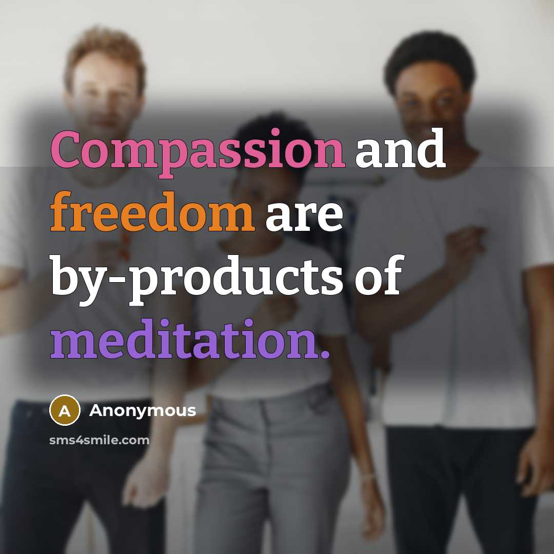 “Compassion and freedom are by-products of meditation.” quote by Anonymous