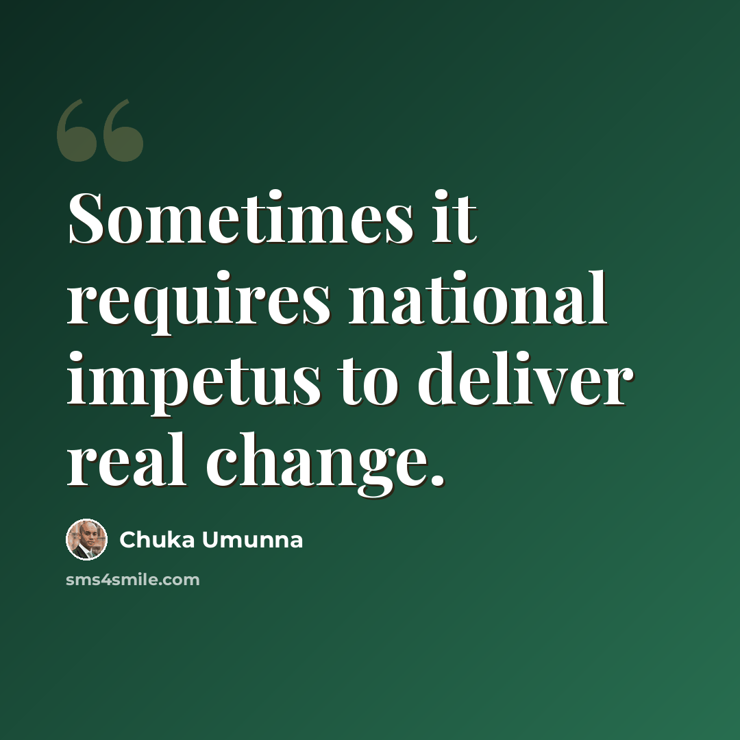 “Sometimes it requires national impetus to deliver real change.” quote by Chuka Umunna