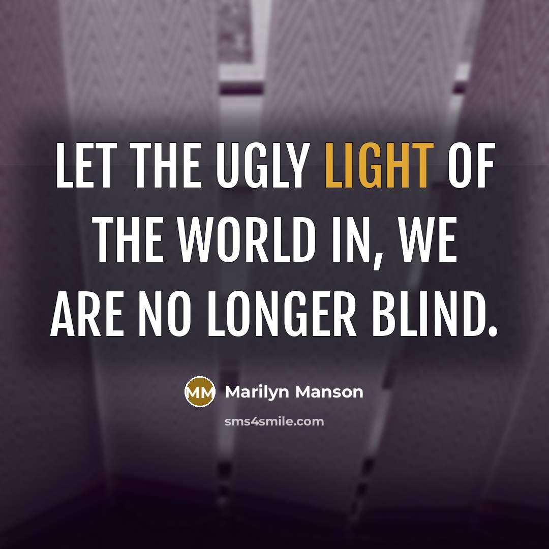 “Let the ugly light of the world in, we are no longer blind.” quote by Marilyn Manson