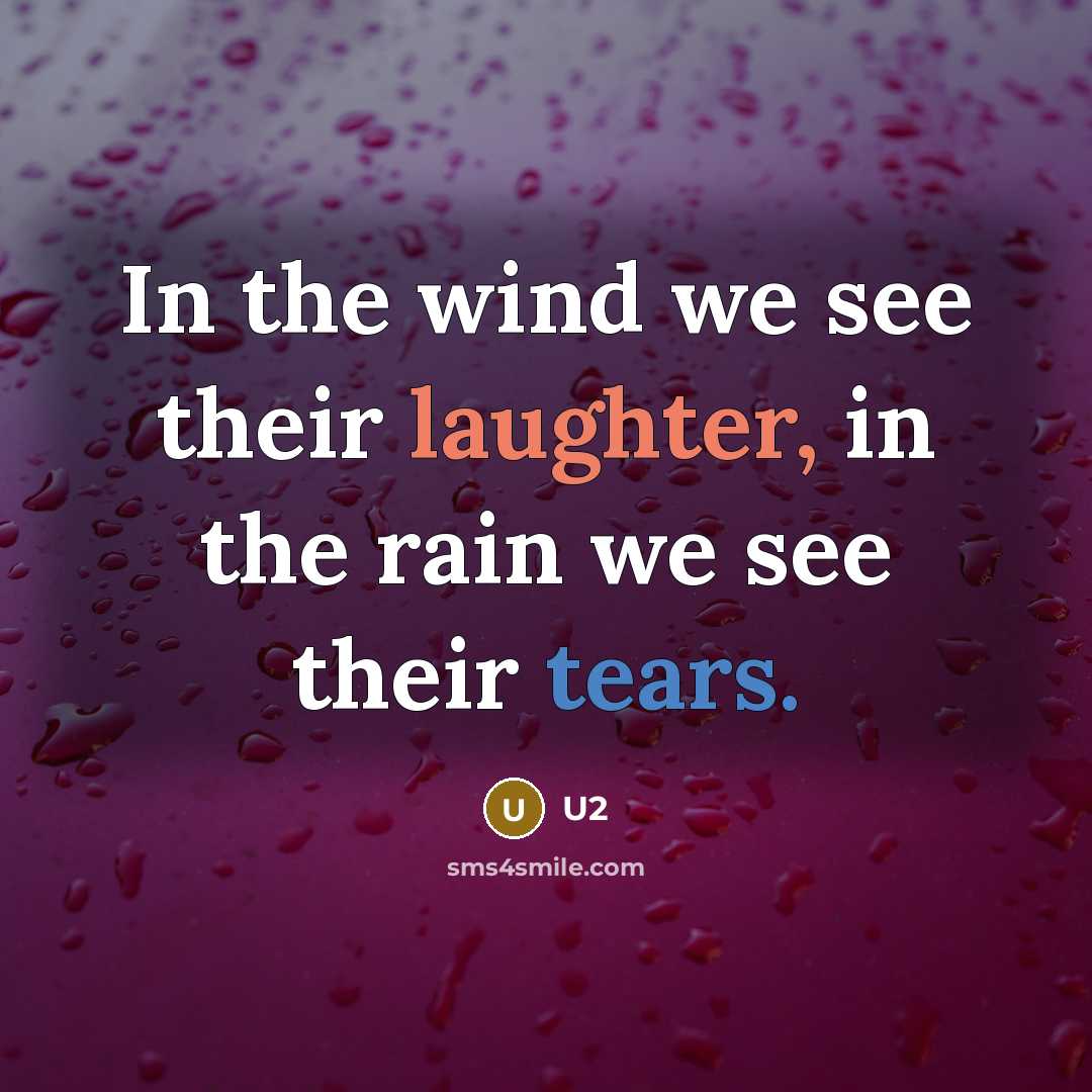 “In the wind we see their laughter, in the rain we see their tears.” quote by U2