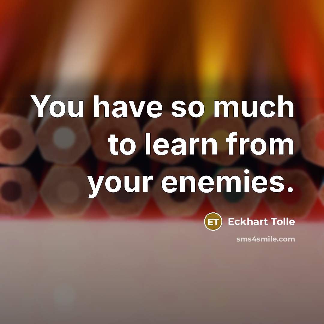 “You have so much to learn from your enemies.” quote by Eckhart Tolle