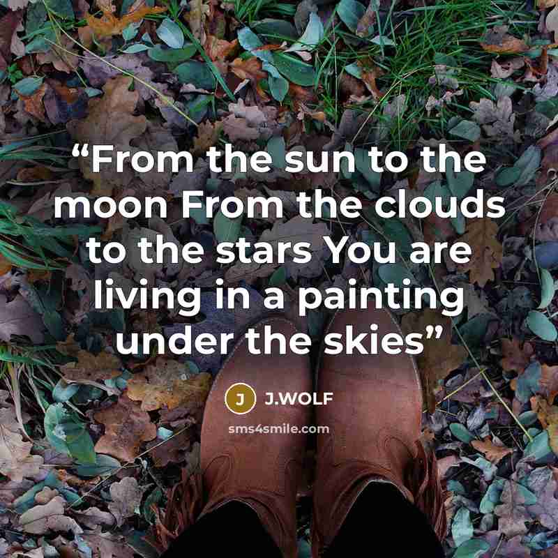 “From the sun to the moon From the clouds to the stars You are living in a painting under the skies” quote by J.WOLF