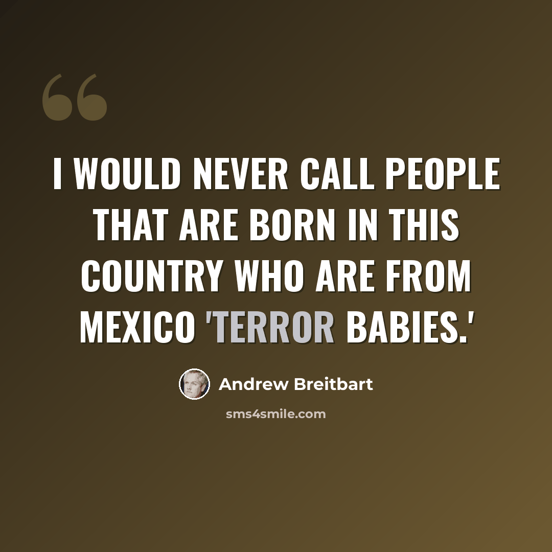 “I would never call people that are born in this country who are from Mexico 'terror babies.'” quote by Andrew Breitbart