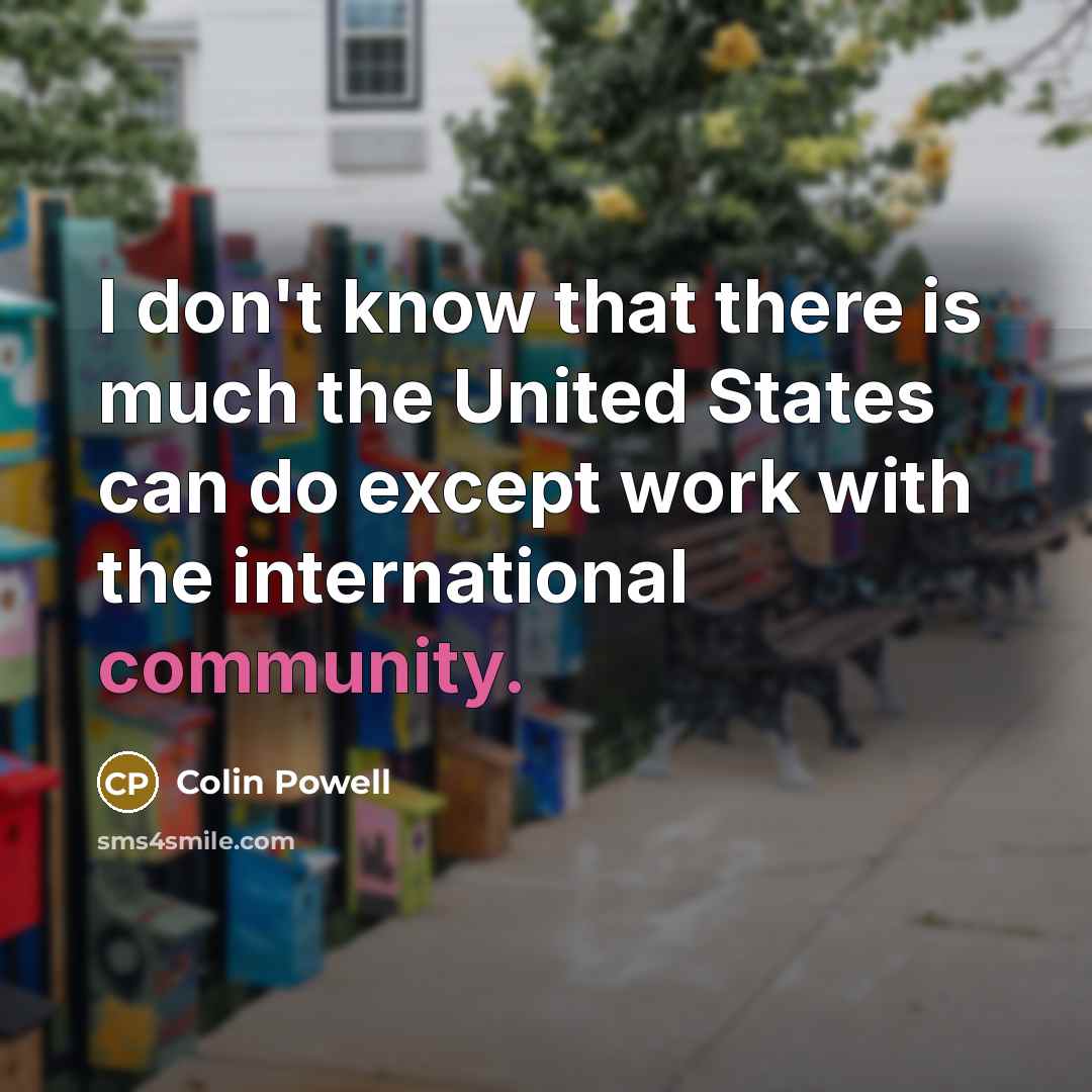 “I don't know that there is much the United States can do except work with the international community.” quote by Colin Powell