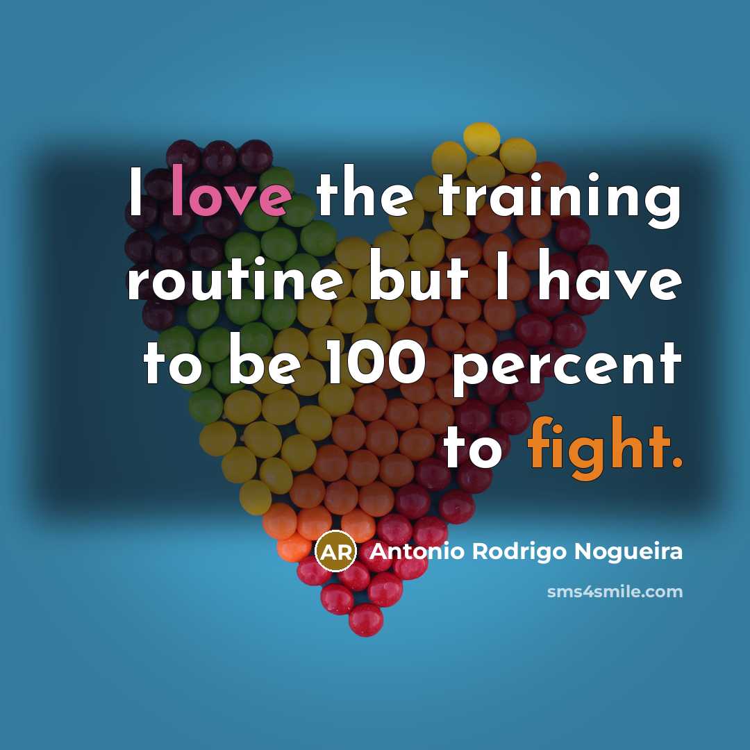 “I love the training routine but I have to be 100 percent to fight.” quote by Antonio Rodrigo Nogueira