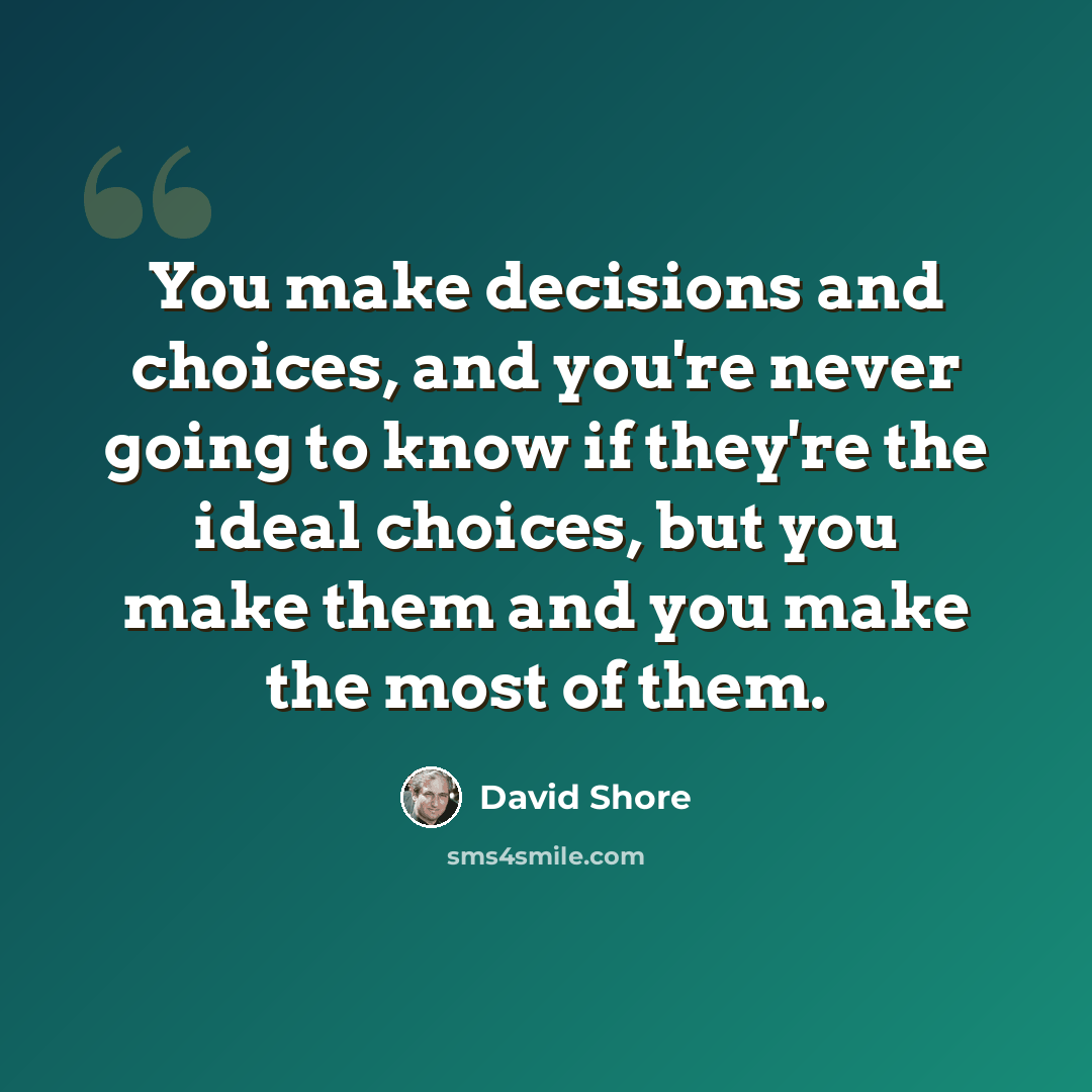 “You make decisions and choices, and you're never going to know if they're the ideal choices, but you make them and you make the most of them.” quote by David Shore