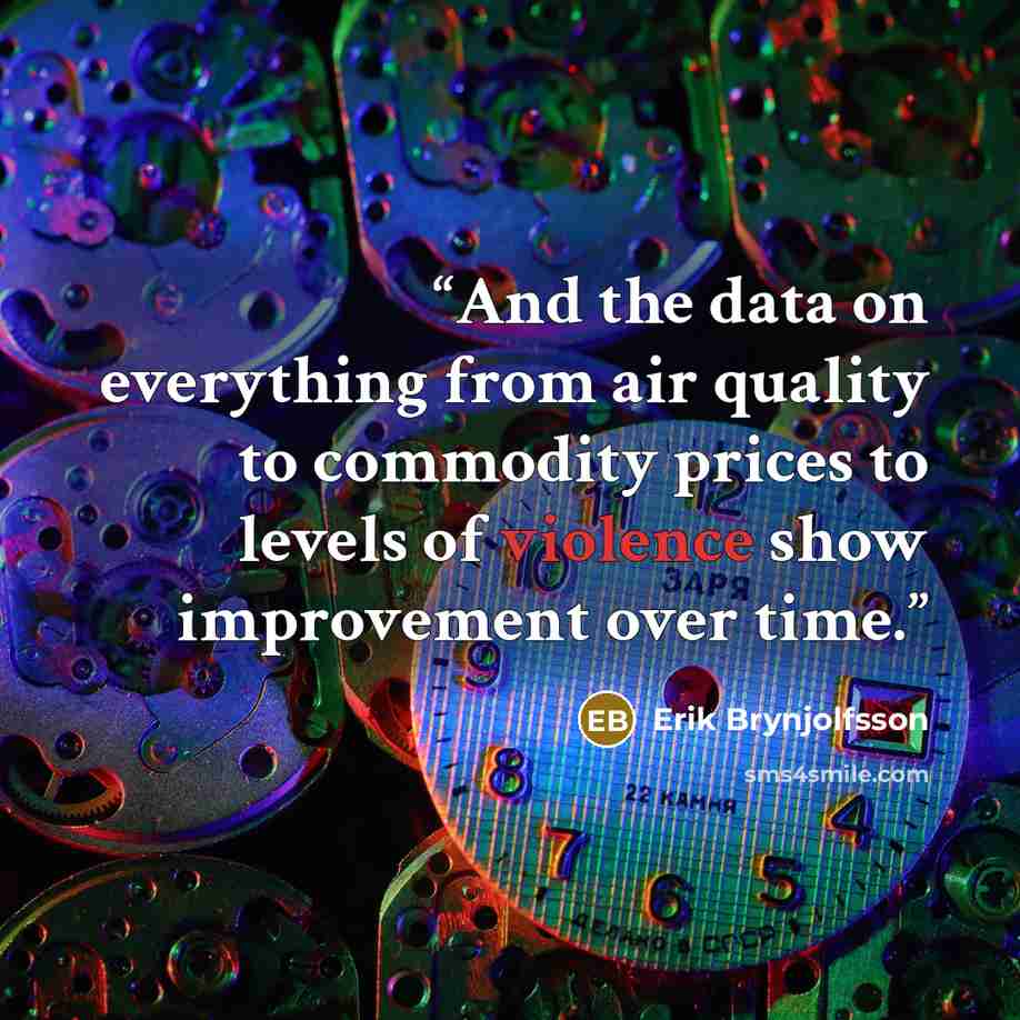 “And the data on everything from air quality to commodity prices to levels of violence show improvement over time.” quote by Erik Brynjolfsson
