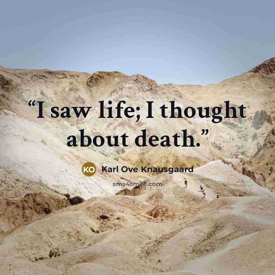 “I saw life; I thought about death.” quote by Karl Ove Knausgaard