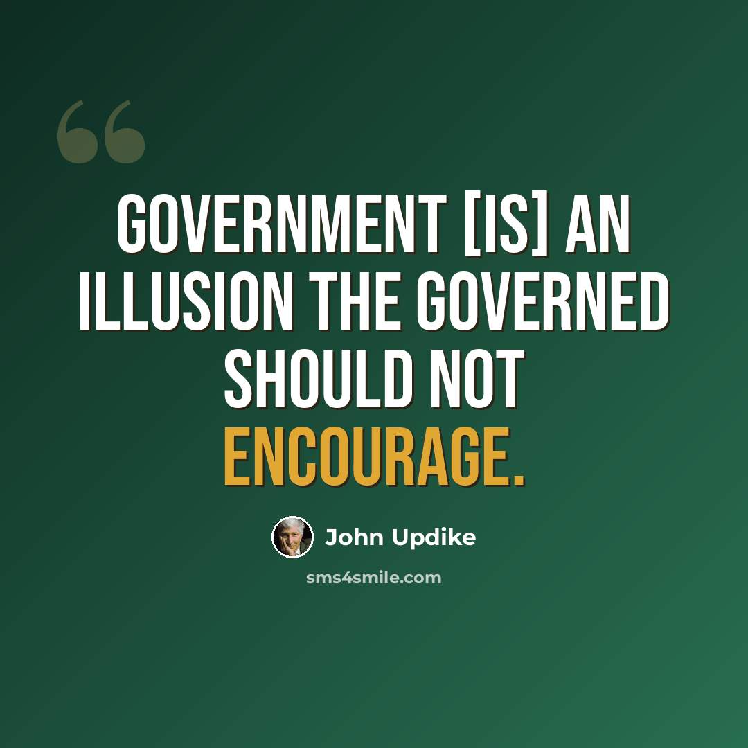 “Government [is] an illusion the governed should not encourage.” quote by John Updike