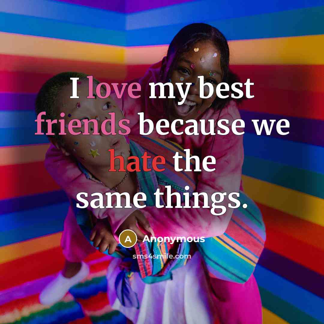 “I love my best friends because we hate the same things.” quote by Anonymous