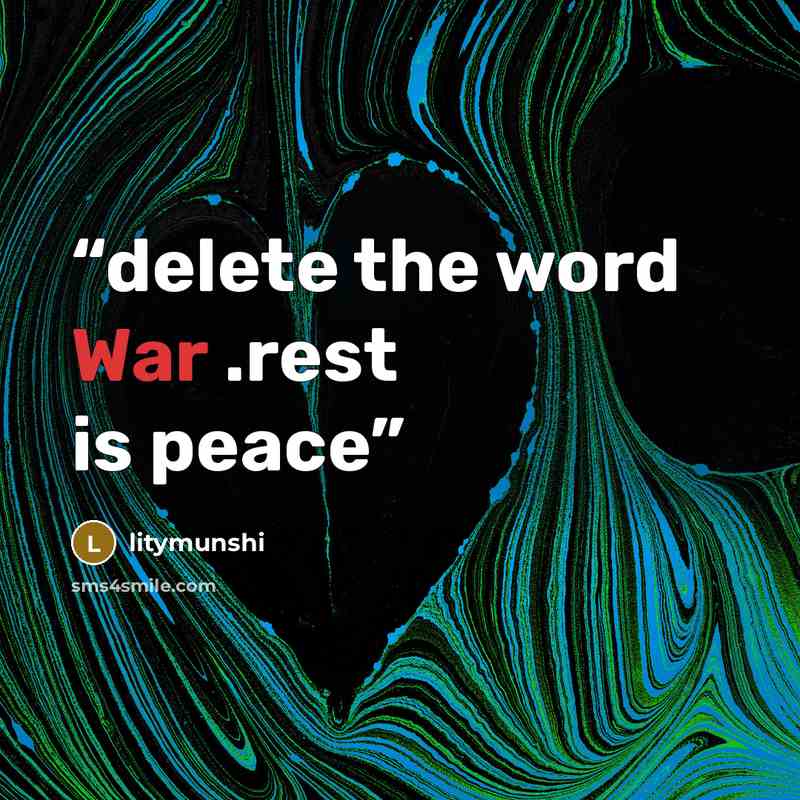 “delete the word War .rest is peace” quote by litymunshi