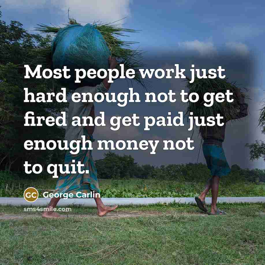 “Most people work just hard enough not to get fired and get paid just enough money not to quit.” quote by George Carlin