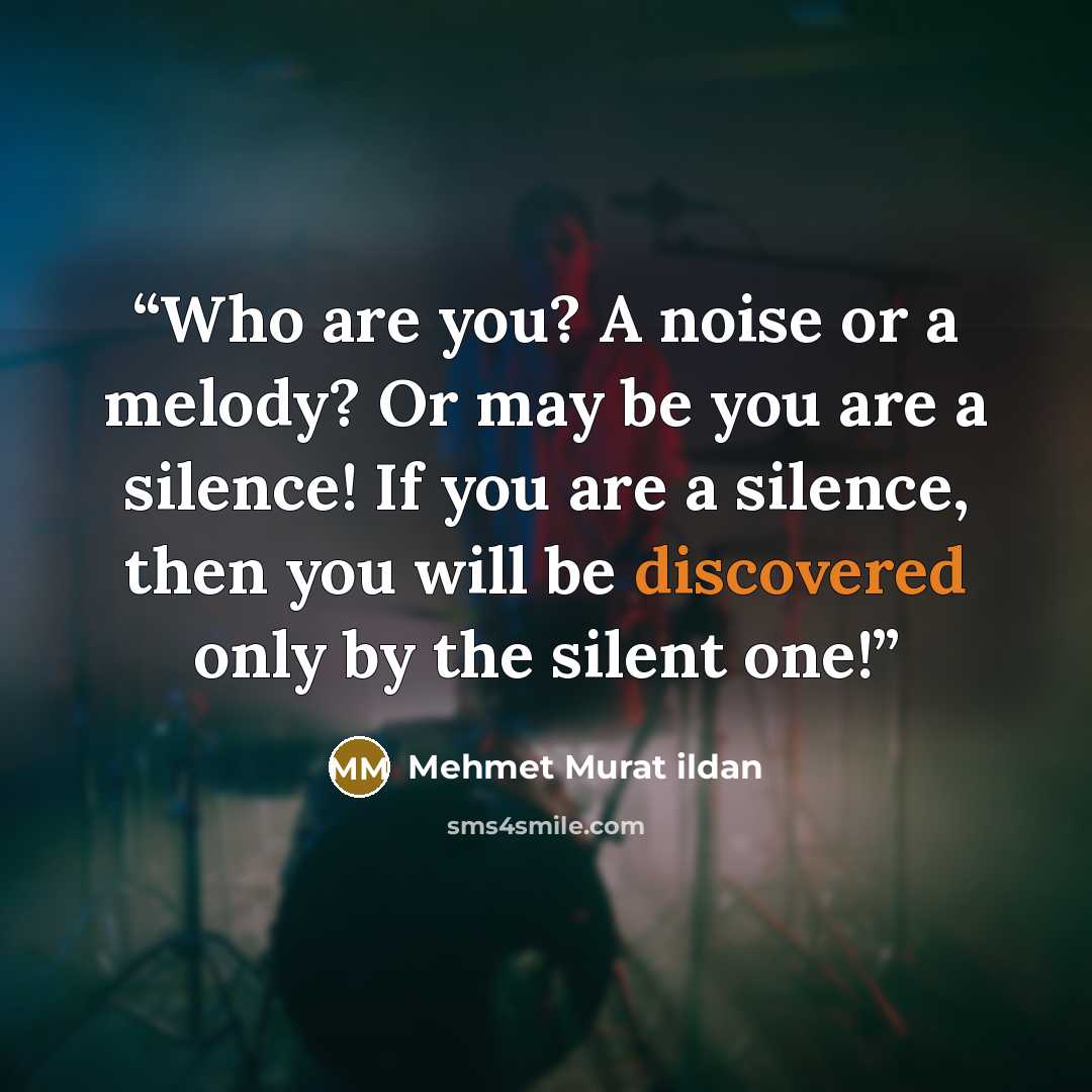 “Who are you? A noise or a melody? Or may be you are a silence! If you are a silence, then you will be discovered only by the silent one!” quote by Mehmet Murat ildan