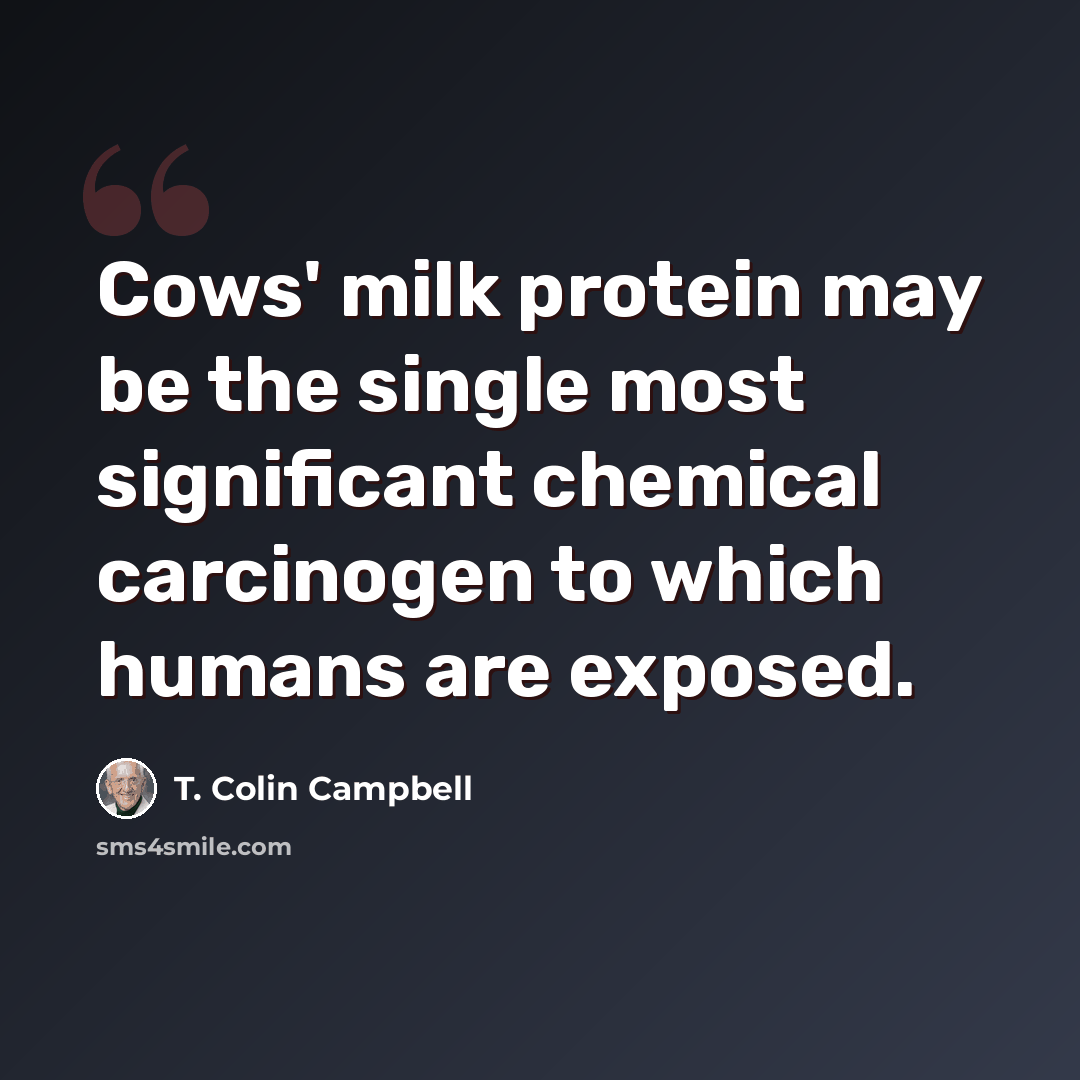 “Cows' milk protein may be the single most significant chemical carcinogen to which humans are exposed.” quote by T. Colin Campbell