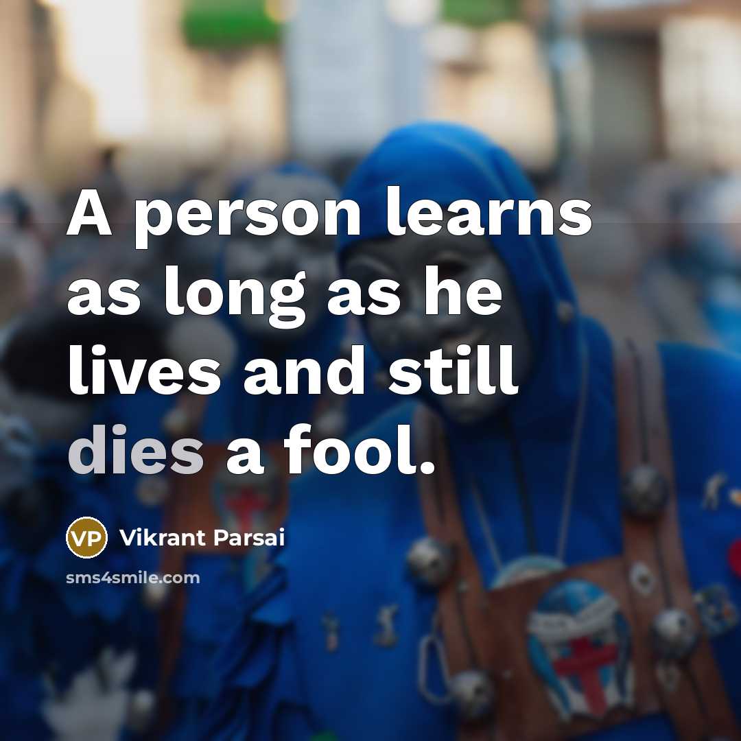 “A person learns as long as he lives and still dies a fool.” quote by Vikrant Parsai