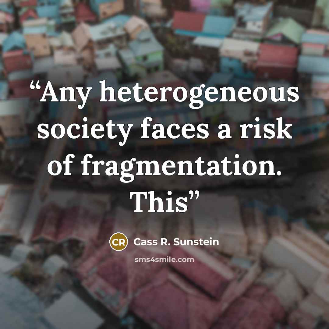 “Any heterogeneous society faces a risk of fragmentation. This” quote by Cass R. Sunstein
