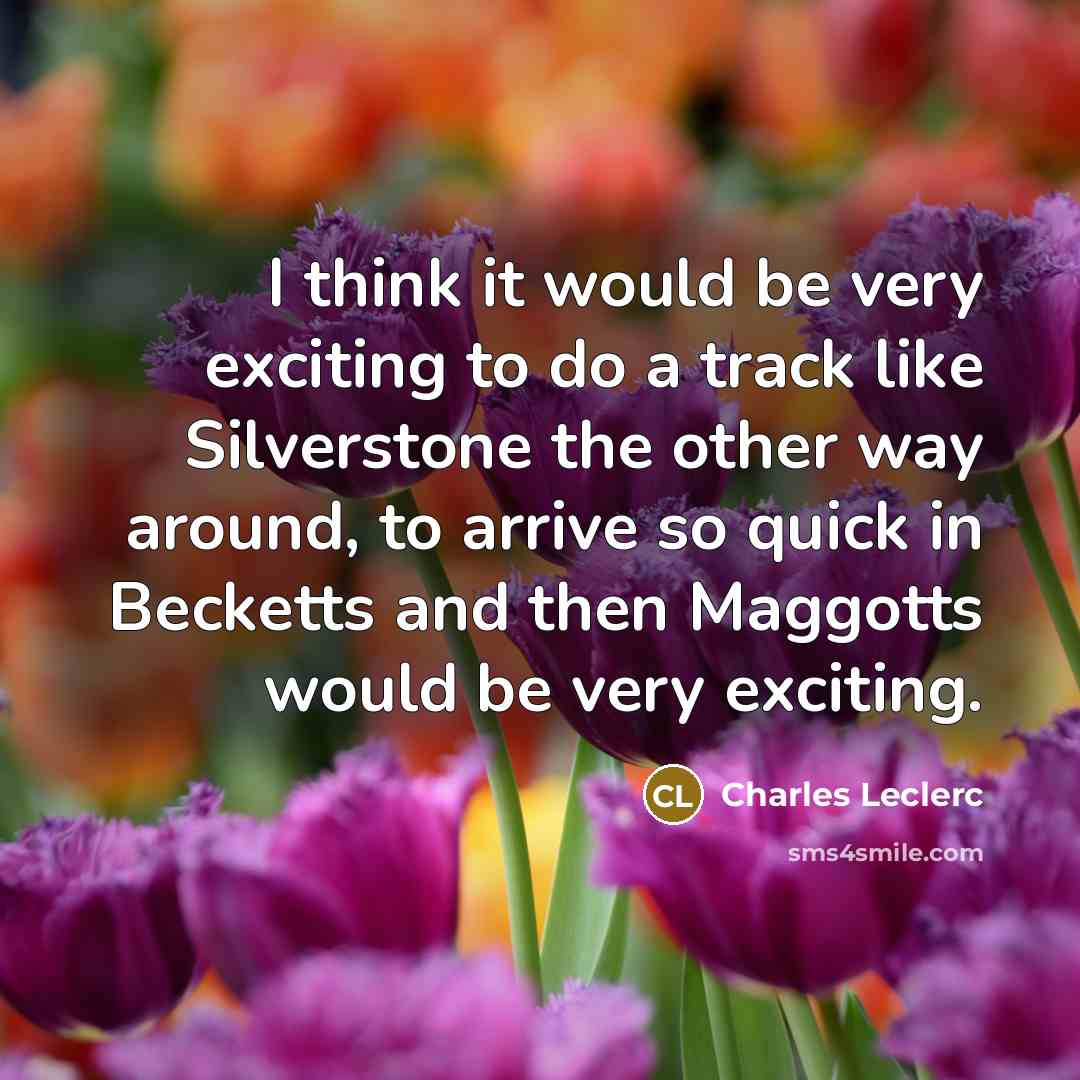 “I think it would be very exciting to do a track like Silverstone the other way around, to arrive so quick in Becketts and then Maggotts would be very exciting.” quote by Charles Leclerc