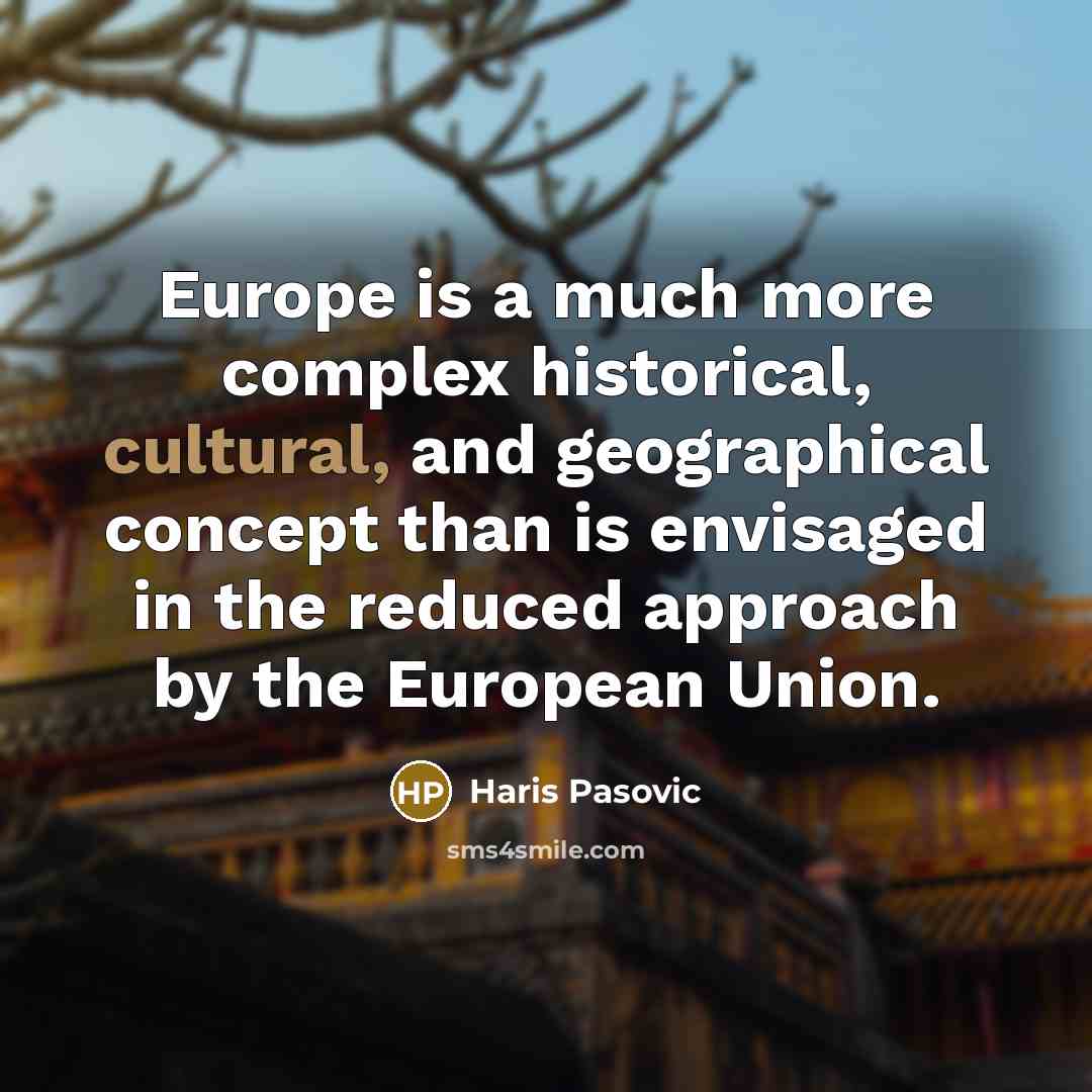 “Europe is a much more complex historical, cultural, and geographical concept than is envisaged in the reduced approach by the European Union.” quote by Haris Pasovic