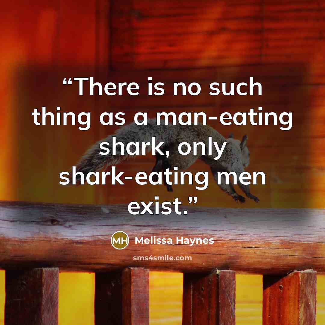 “There is no such thing as a man-eating shark, only shark-eating men exist.” quote by Melissa Haynes