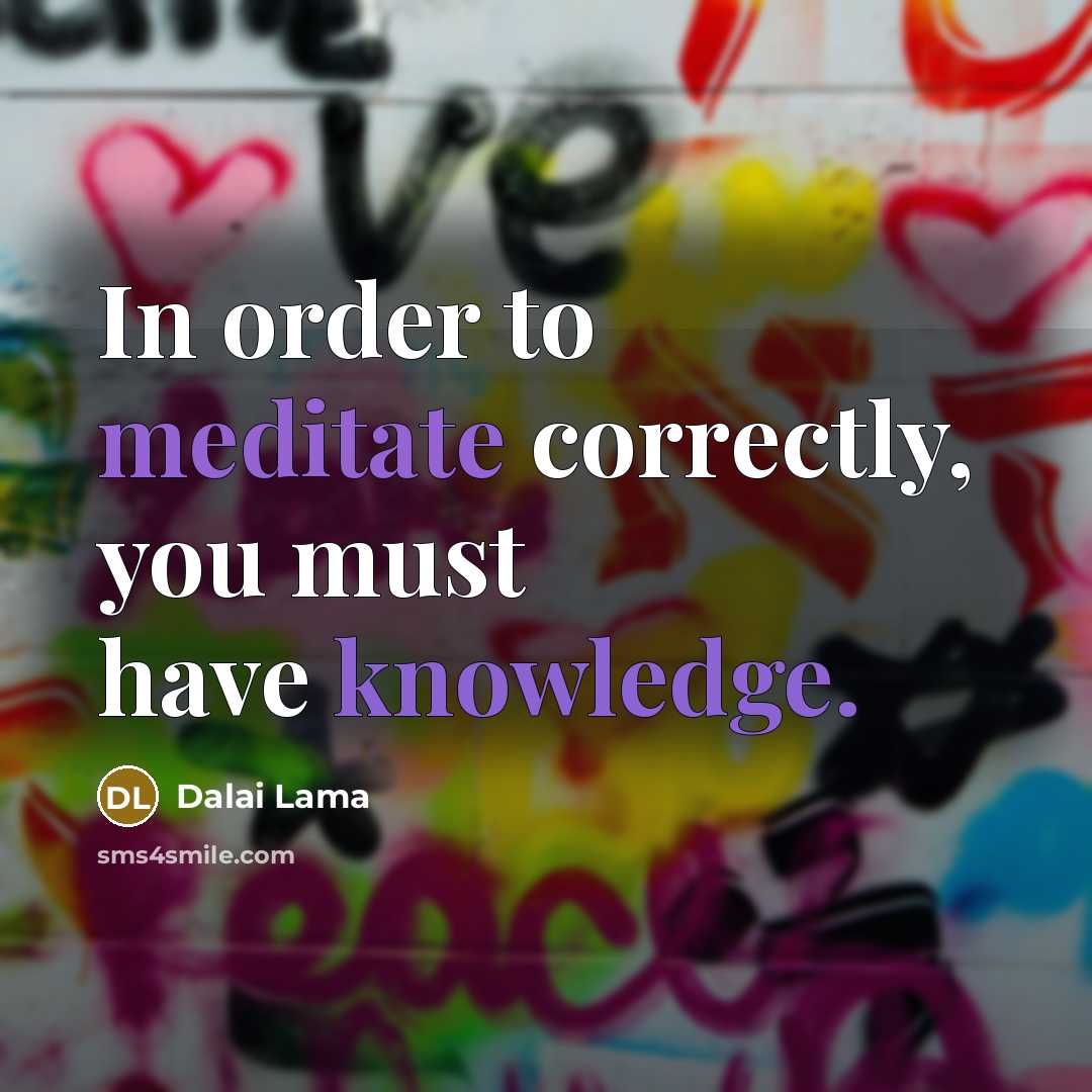“In order to meditate correctly, you must have knowledge.” quote by Dalai Lama