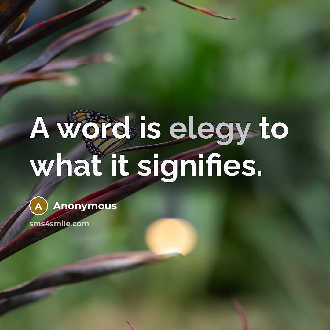 “A word is elegy to what it signifies.” quote by Anonymous