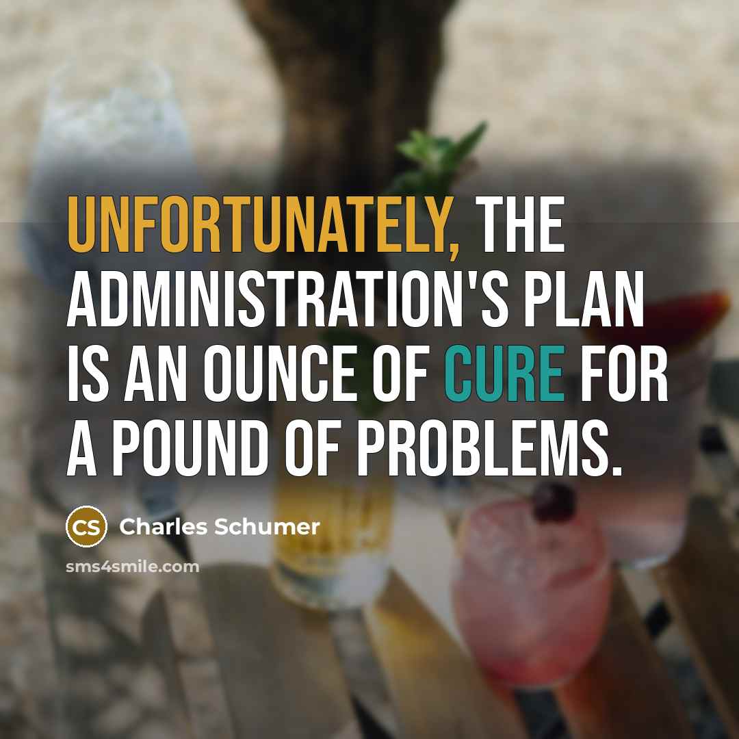 “Unfortunately, the administration's plan is an ounce of cure for a pound of problems.” quote by Charles Schumer