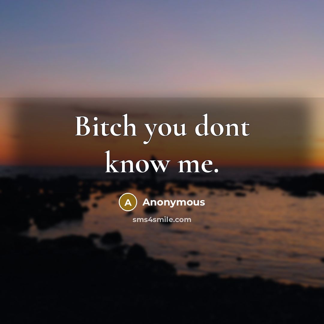 “Bitch you dont know me.” quote by Anonymous