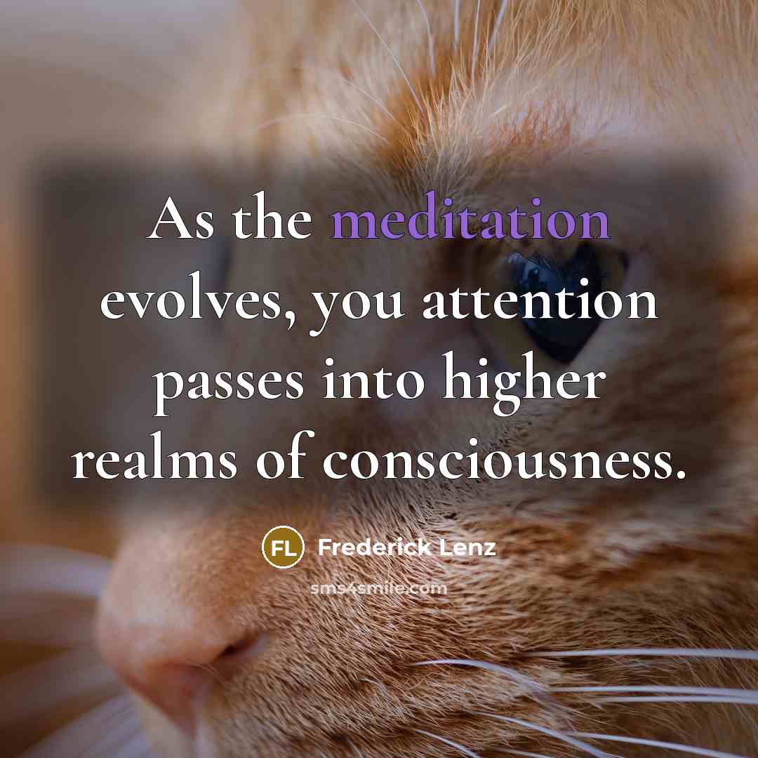 “As the meditation evolves, you attention passes into higher realms of consciousness.” quote by Frederick Lenz