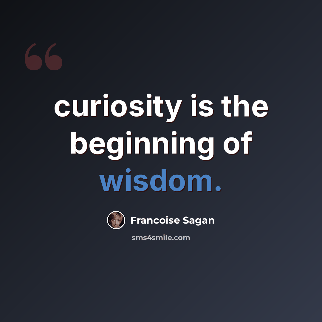 “curiosity is the beginning of wisdom.” quote by Francoise Sagan