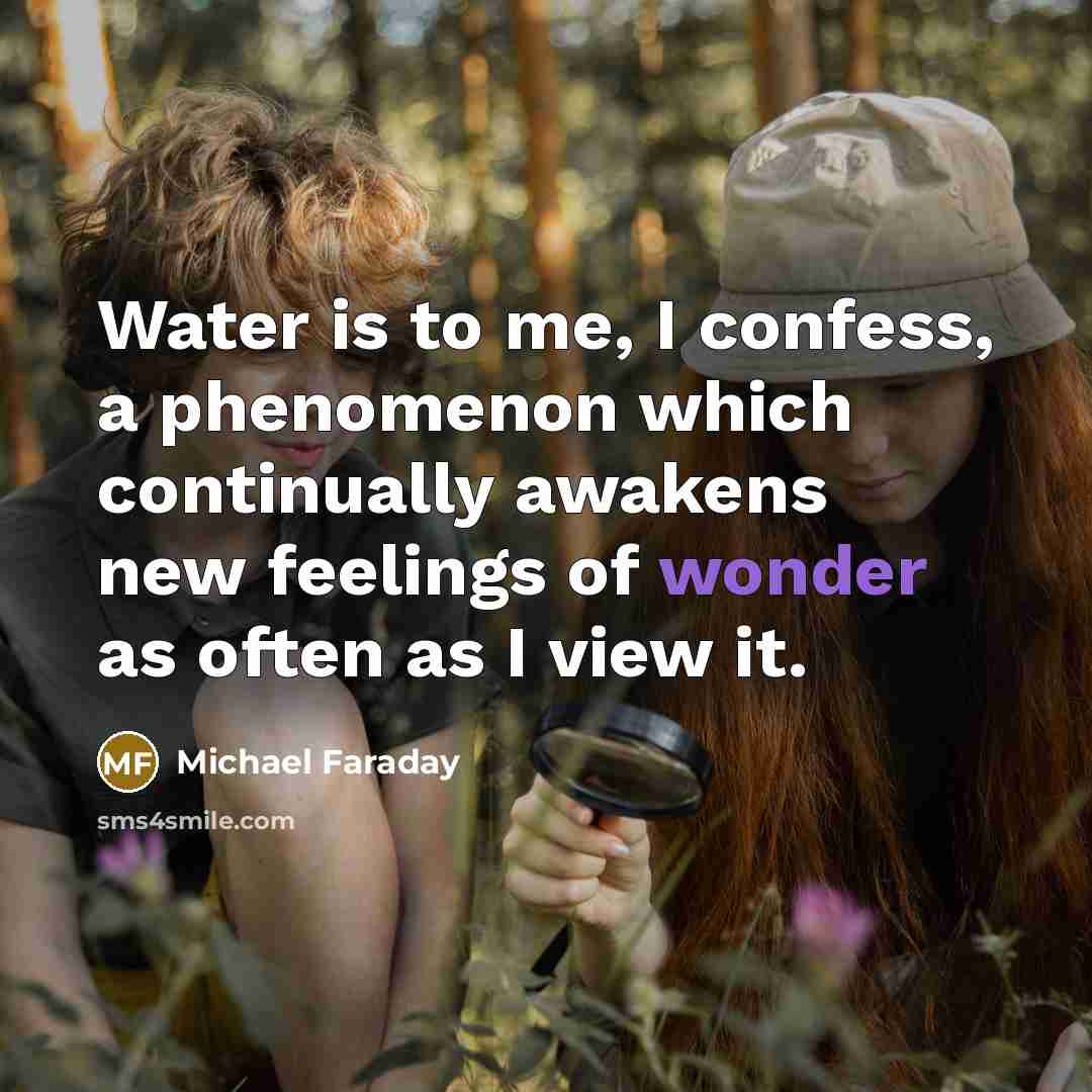 “Water is to me, I confess, a phenomenon which continually awakens new feelings of wonder as often as I view it.” quote by Michael Faraday