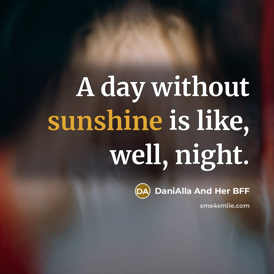 “A day without sunshine is like, well, night.” quote by DaniAlla And Her BFF