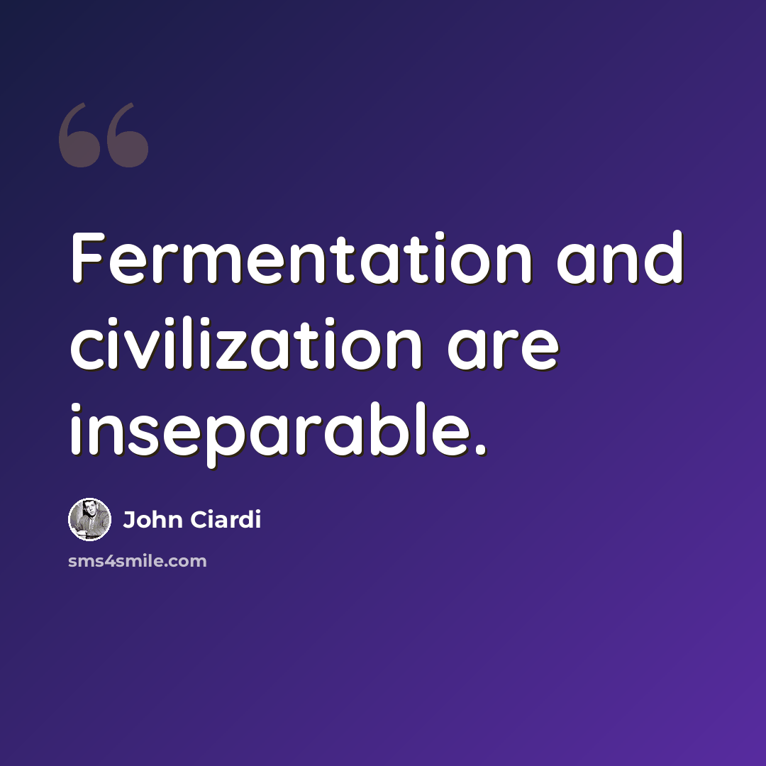 “Fermentation and civilization are inseparable.” quote by John Ciardi