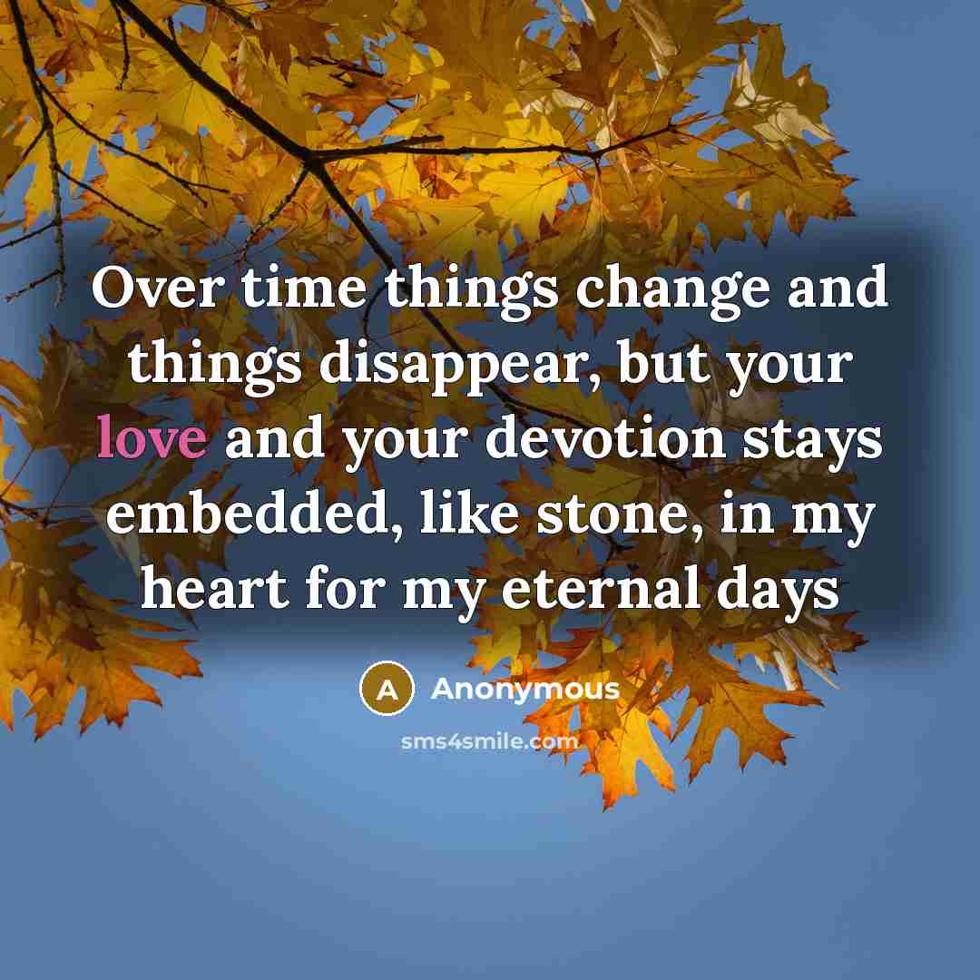 “Over time things change and things disappear, but your love and your devotion stays embedded, like stone, in my heart for my eternal days” quote by Anonymous