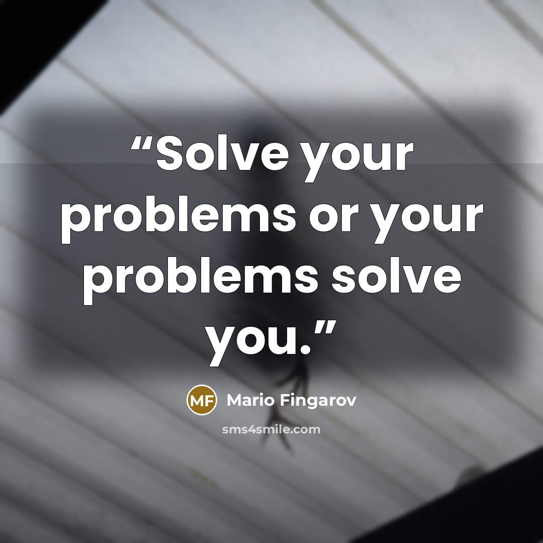 “Solve your problems or your problems solve you.” quote by Mario Fingarov