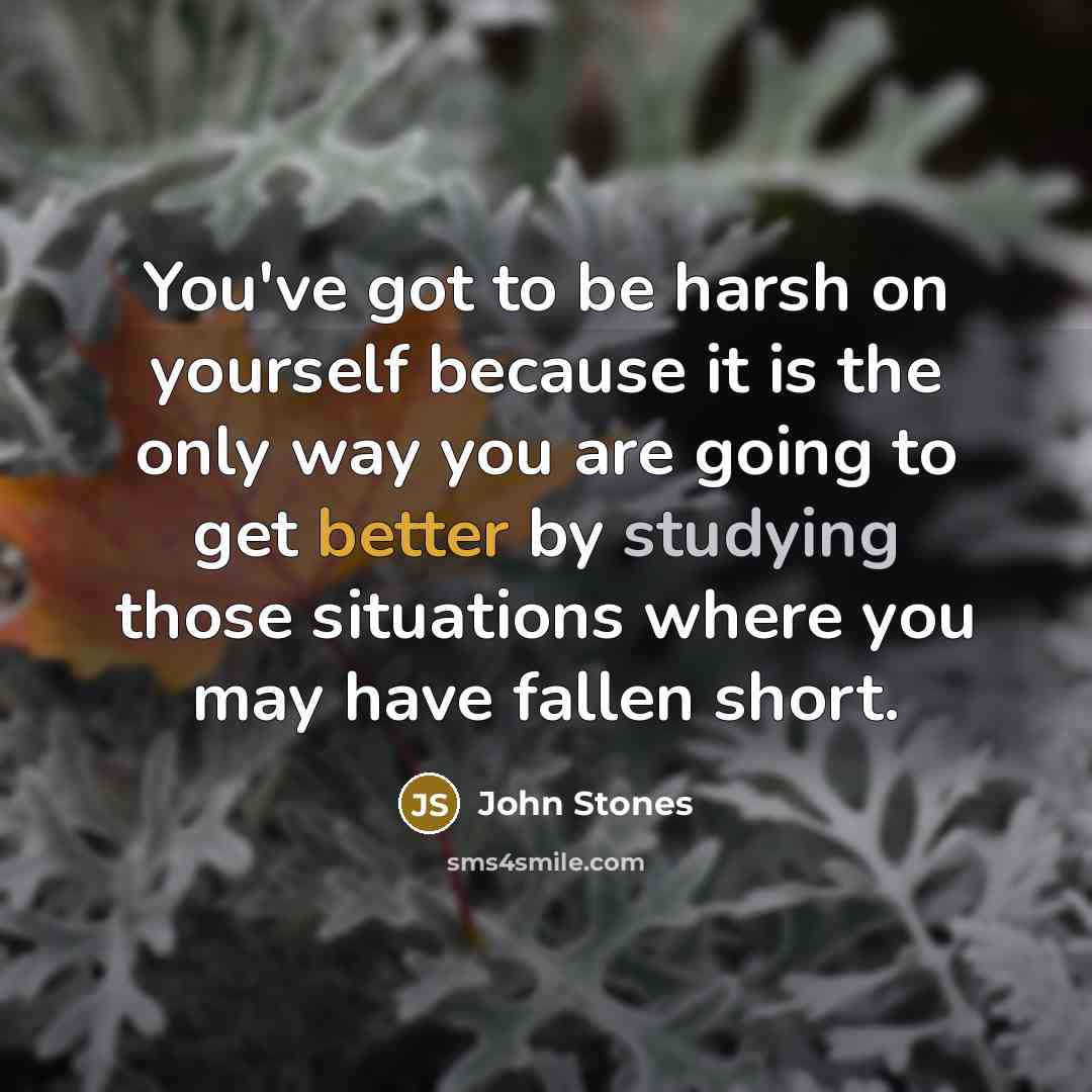 “You've got to be harsh on yourself because it is the only way you are going to get better by studying those situations where you may have fallen short.” quote by John Stones