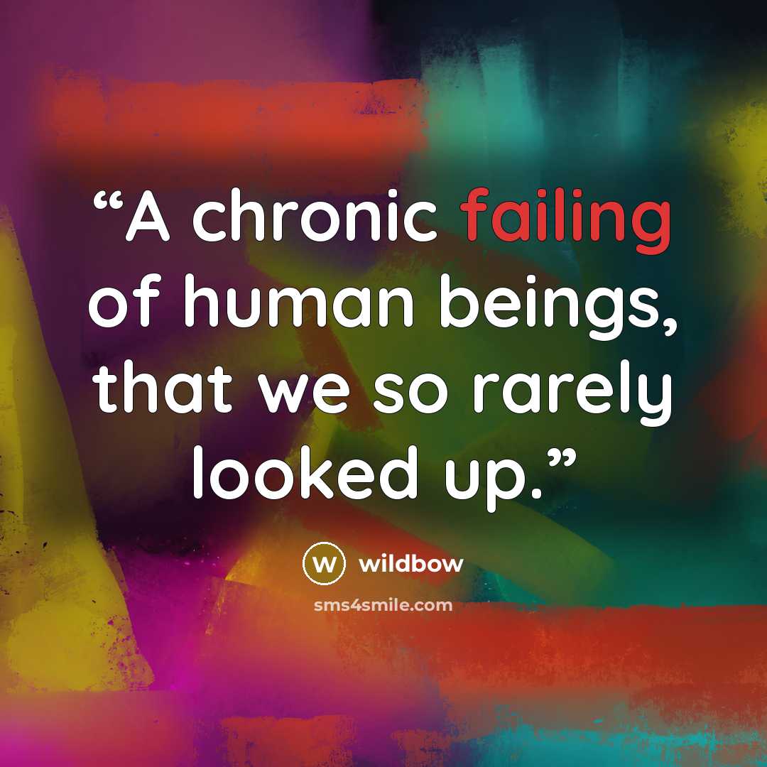 “A chronic failing of human beings, that we so rarely looked up.” quote by wildbow