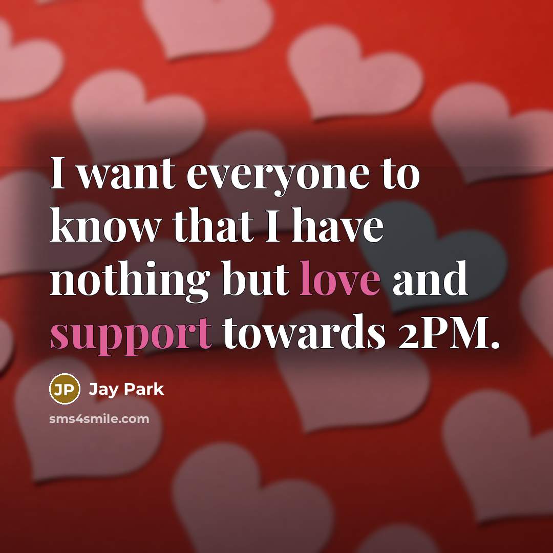 “I want everyone to know that I have nothing but love and support towards 2PM.” quote by Jay Park