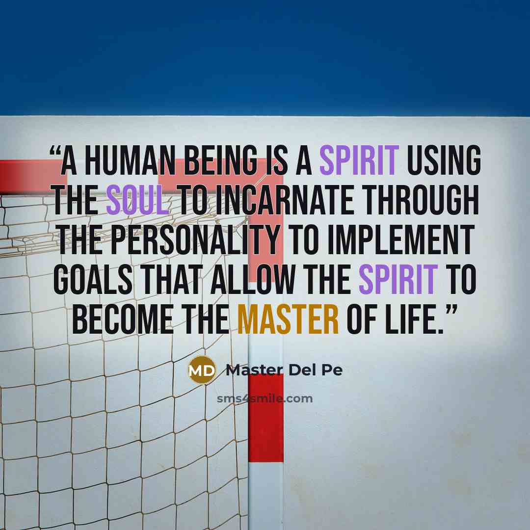 “A human being is a Spirit using the Soul to incarnate through the personality to implement goals that allow the Spirit to become the master of life.” quote by Master Del Pe