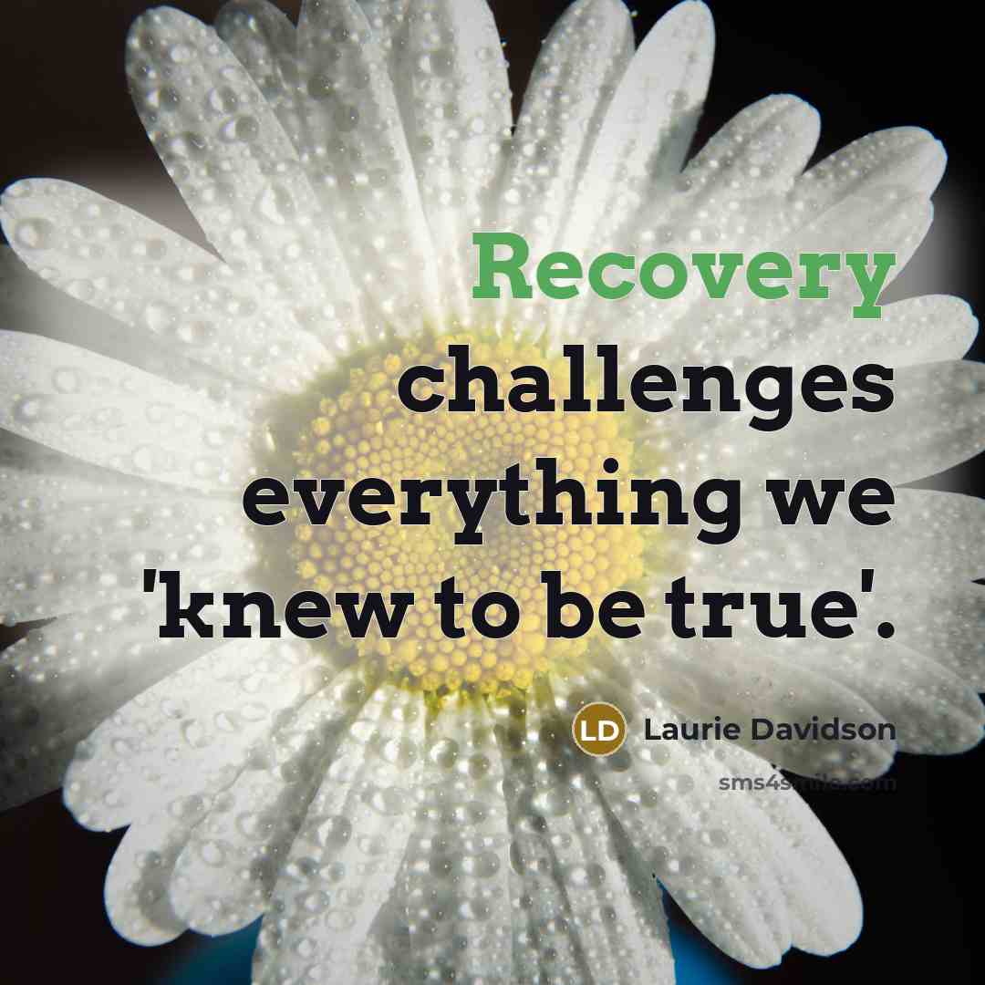 “Recovery challenges everything we 'knew to be true'.” quote by Laurie Davidson