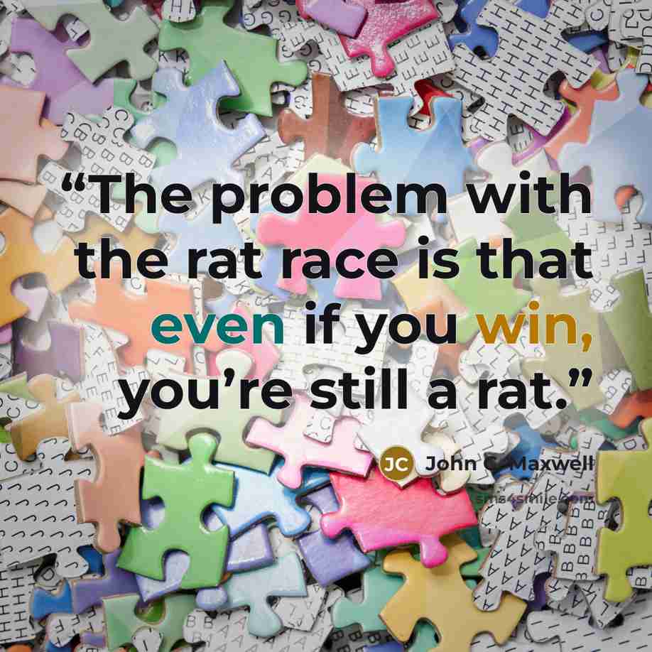 “The problem with the rat race is that even if you win, you’re still a rat.” quote by John C. Maxwell