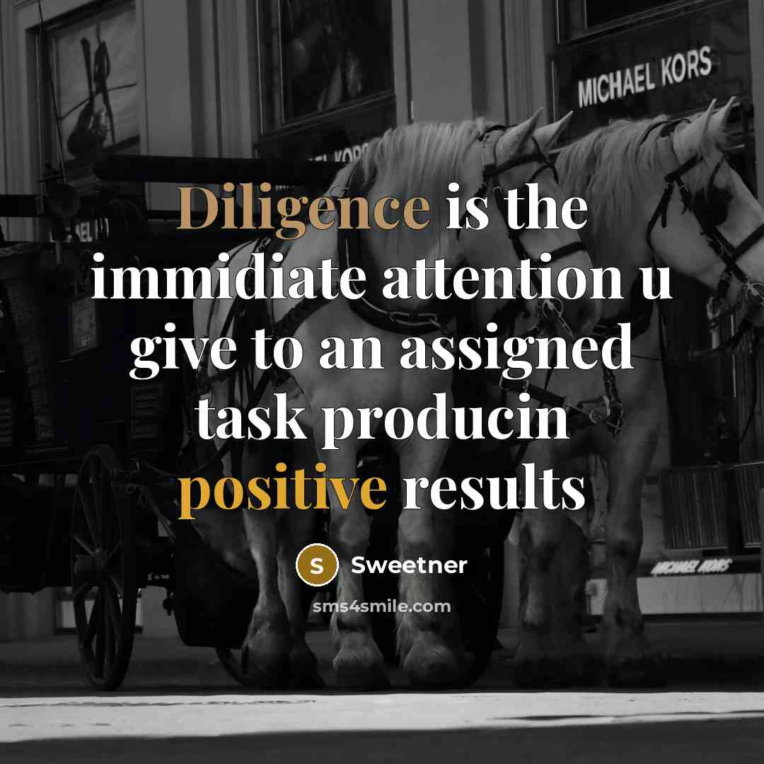 “Diligence is the immidiate attention u give to an assigned task producin positive results” quote by Sweetner
