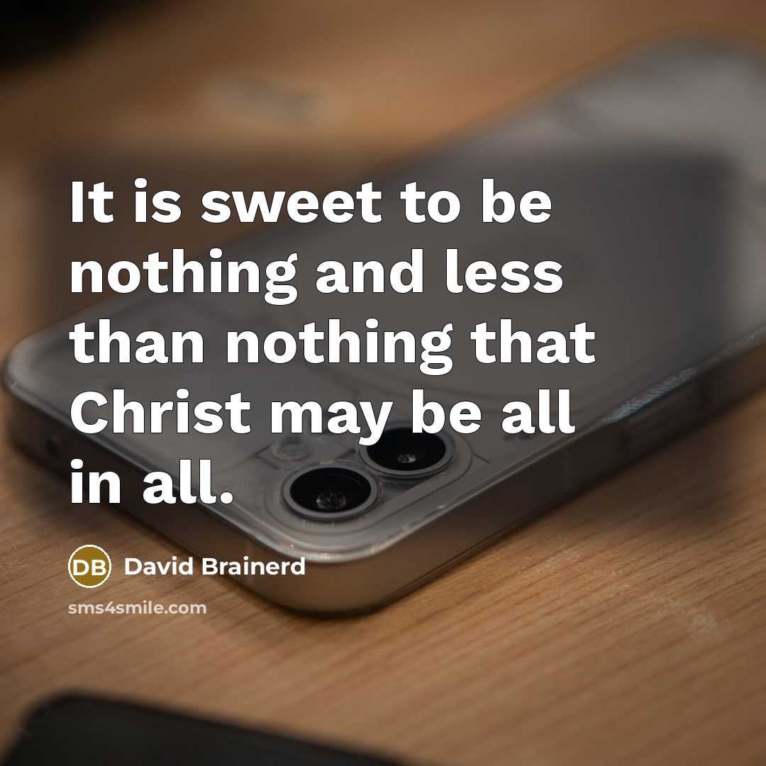 “It is sweet to be nothing and less than nothing that Christ may be all in all.” quote by David Brainerd