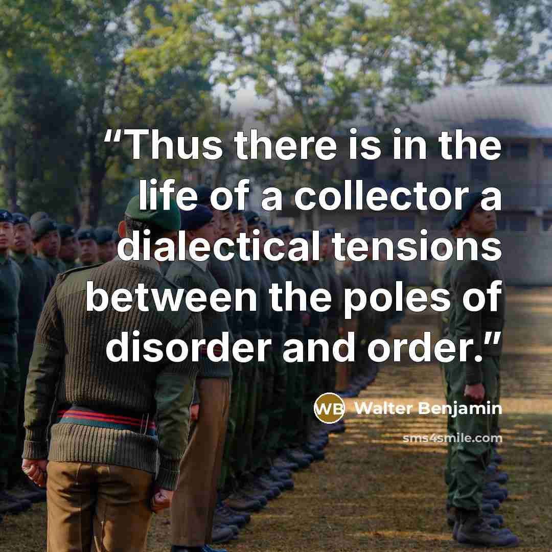 “Thus there is in the life of a collector a dialectical tensions between the poles of disorder and order.” quote by Walter Benjamin